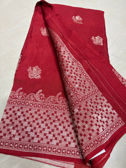 #mushroosilk banarasisaree #redcolour