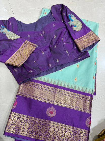#gadwalsaree #semipattu #blousepattern with maggam