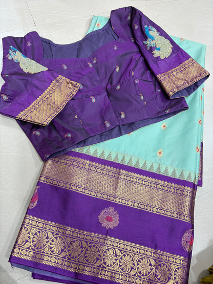 #gadwalsaree #semipattu #blousepattern with maggam