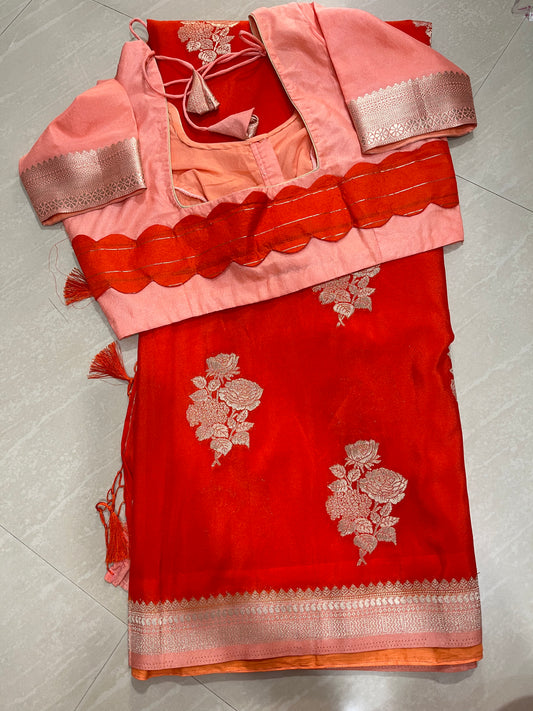 Georgette saree-Banarasi sari-  ready to wear saree