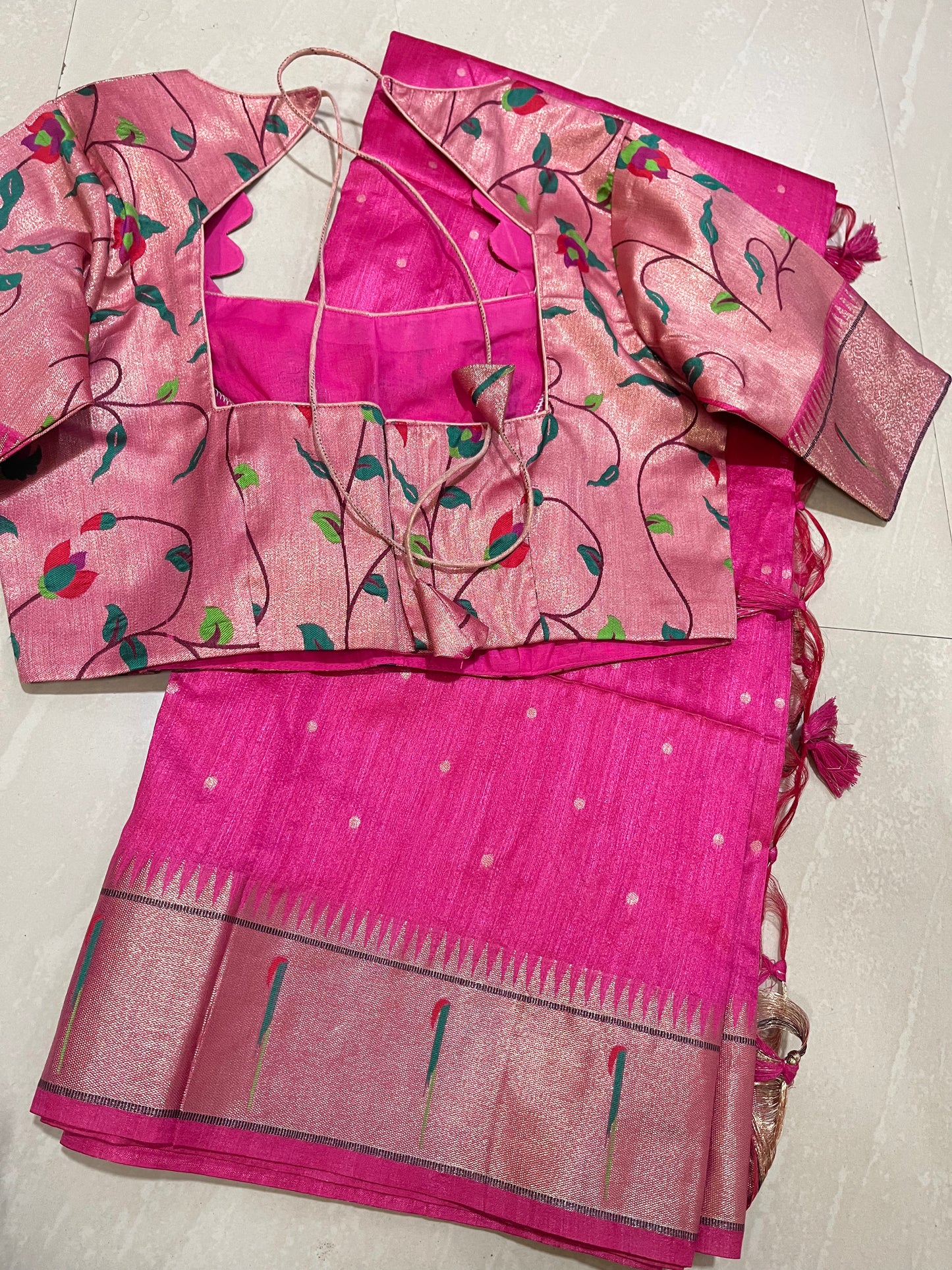 Pithani saree- tussar fabric- ready to wear saree