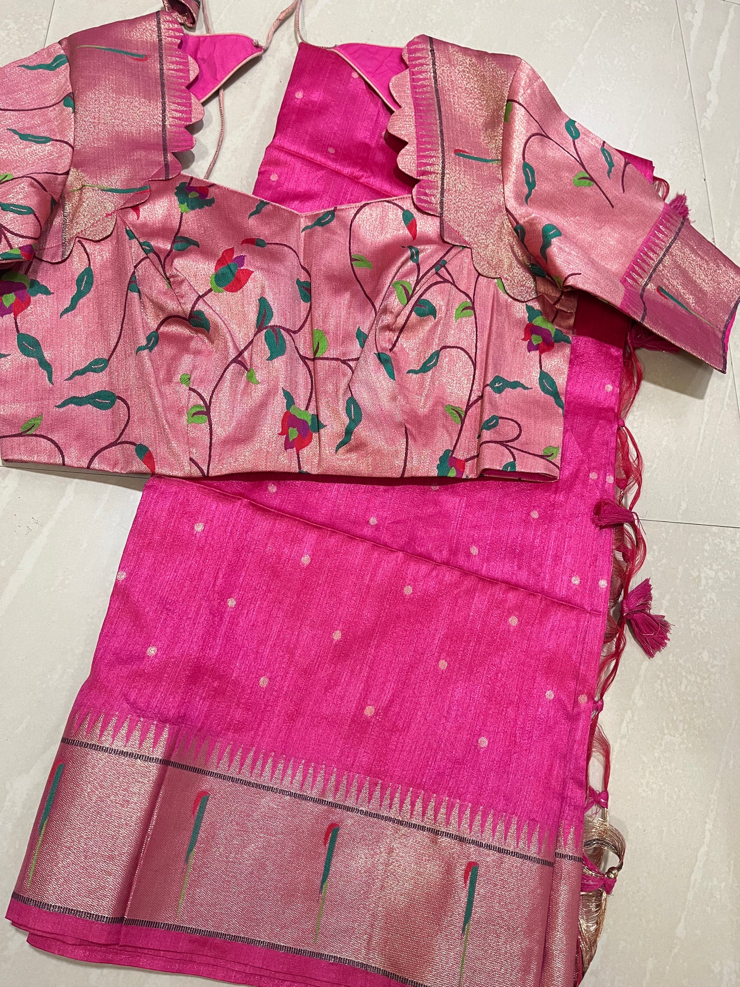 Pithani saree- tussar fabric- ready to wear saree
