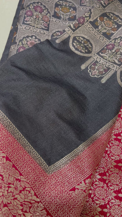#tussarfabric #designersaree #maggamworkpattern #elegantlook
